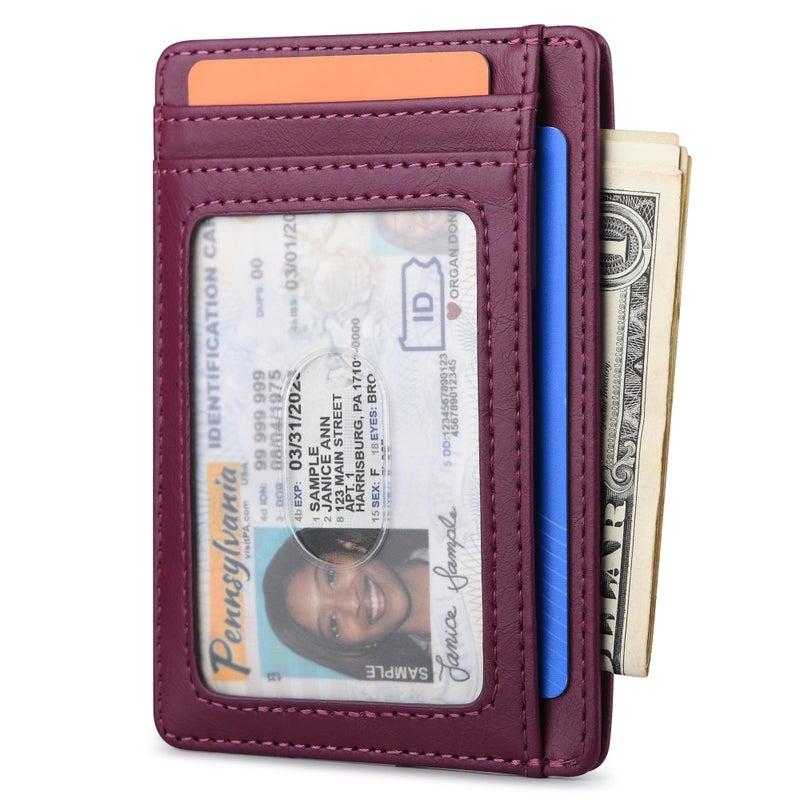 Buffway محفظة جلدية رفيعة وعصرية لحجب RFID للرجال والنساء - ألاسكا بنفسجي - Image 2